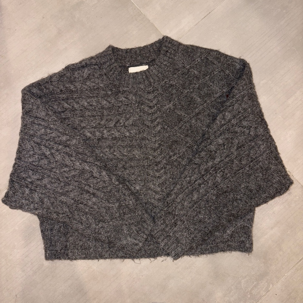 Gray Cable Knit Women's Sweater